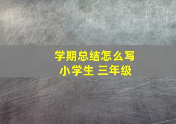 学期总结怎么写 小学生 三年级